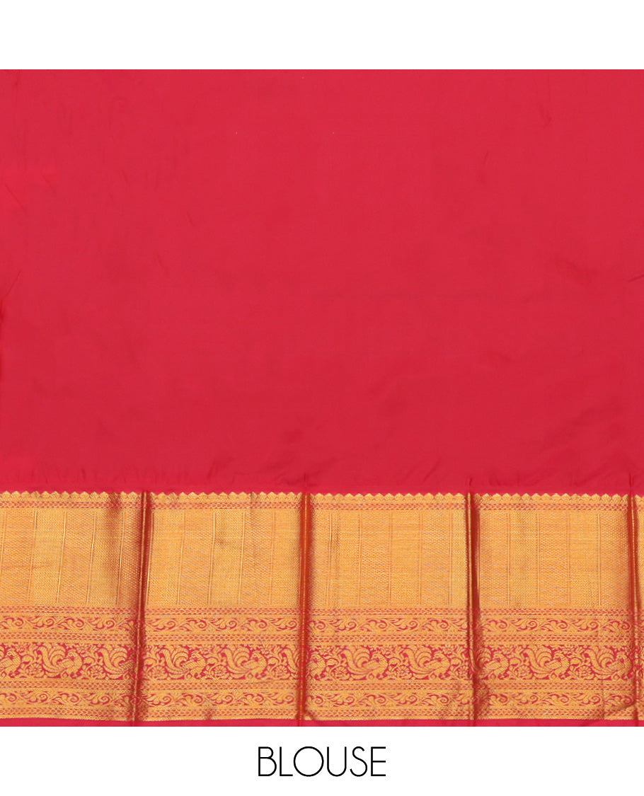 Wine Budget Silk Saree, Adorned with Zari Buttas, a Contrast Traditional Zari Border, Grand Pallu, and a Contrast Blouse