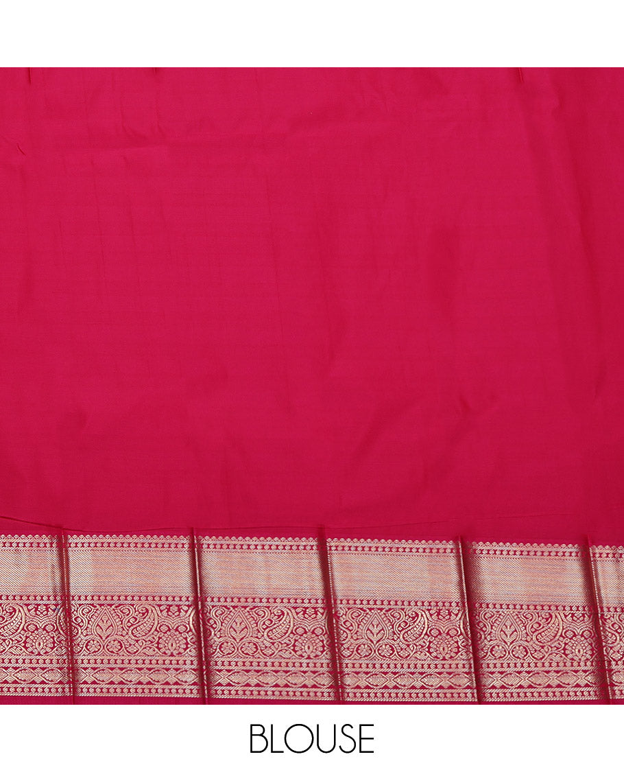 Royal Blue Budget Silk Saree, Detailed with Zari Buttas All Over Its Body, Complemented by a Contrast Traditional Zari Design Border, Intricately Designed Pallu, and Paired with a Contrast Blouse