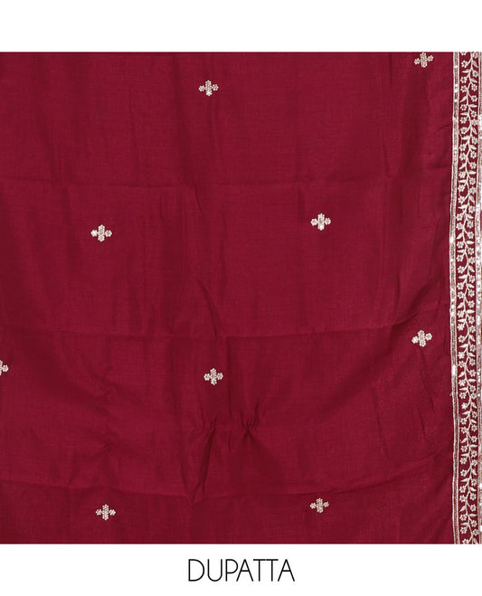 Mustard Vichitra silk material chudidar set, floral design neck embroidered top, santoon bottom & contrast embroidered Vichitra silk dupatta