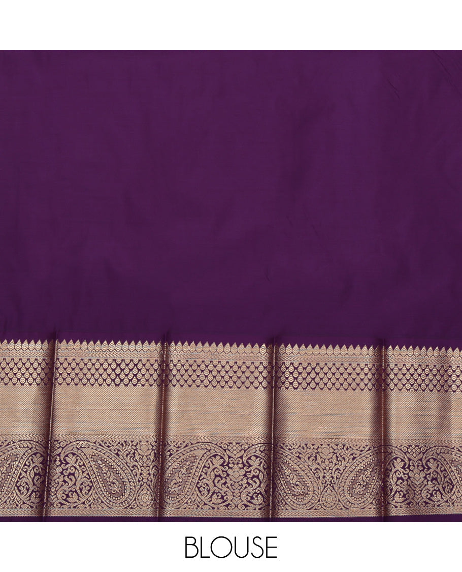 Orange Budget Silk Saree, Detailed with Zari Buttas and Stripes on Its Body, Complemented by a Contrast Traditional Zari Design Border, Grand Jaal Pallu, and Paired with a Contrast Blouse