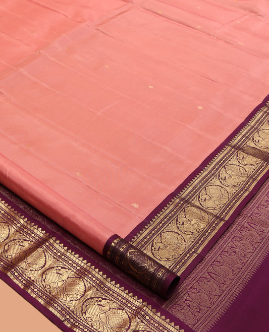 Peach Kanchipuram Silk Saree