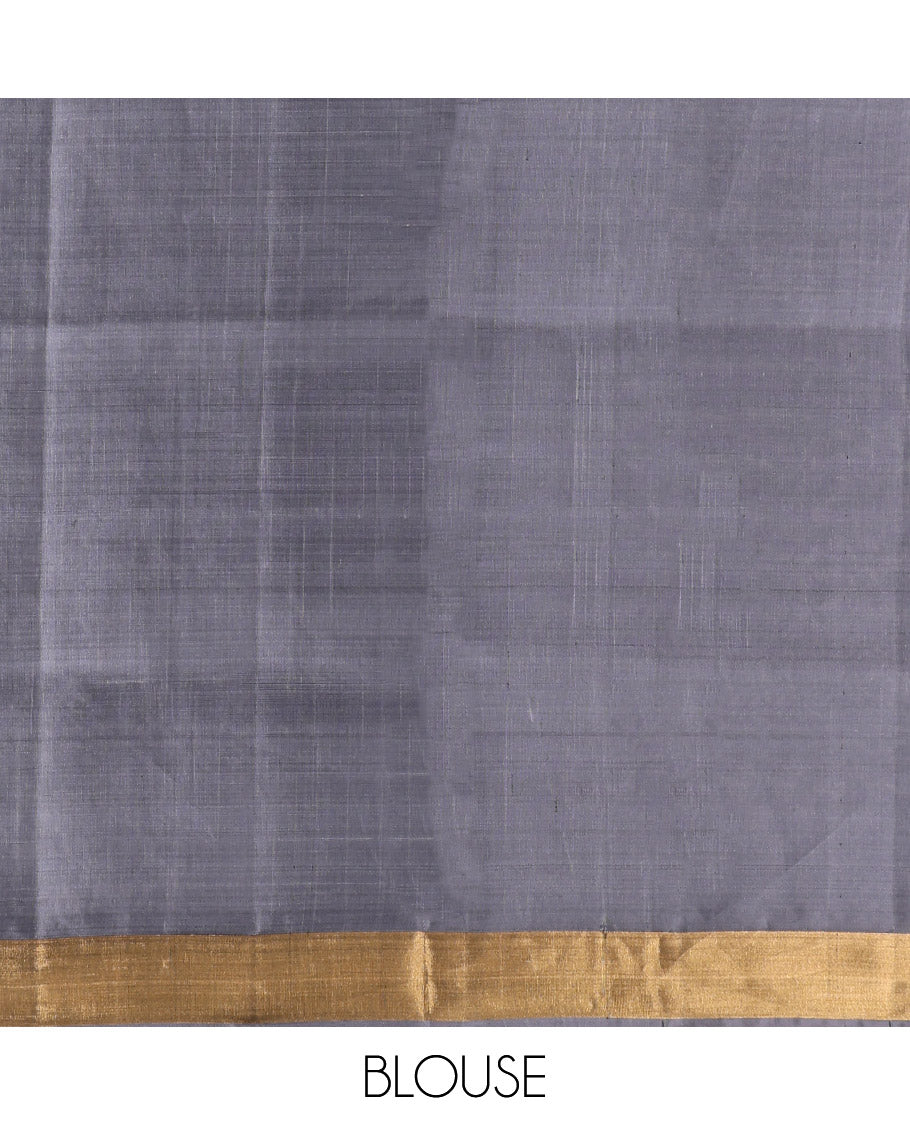 Blue Mayuri Lite Silk Mix Saree, Subtly Sparkled With Zari Buttas, a Subtle Bavanji Border, Contrast Intricately Designed Pallu, and a Contrast Blouse