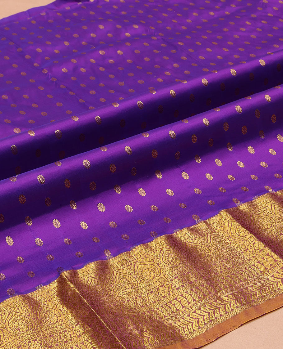 Violet Pure Silk Navarathna Pavadai Material Set
