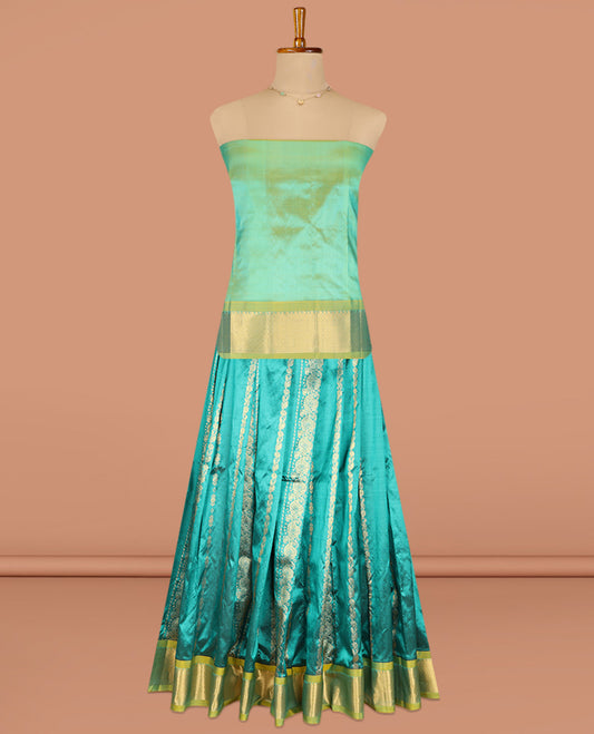 Green Pure Silk Pavadai Material Set