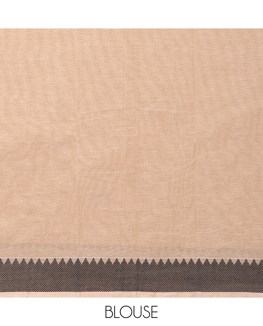 Sandal buttas kanchi cotton saree, contrast border, and pallu of paisley designs