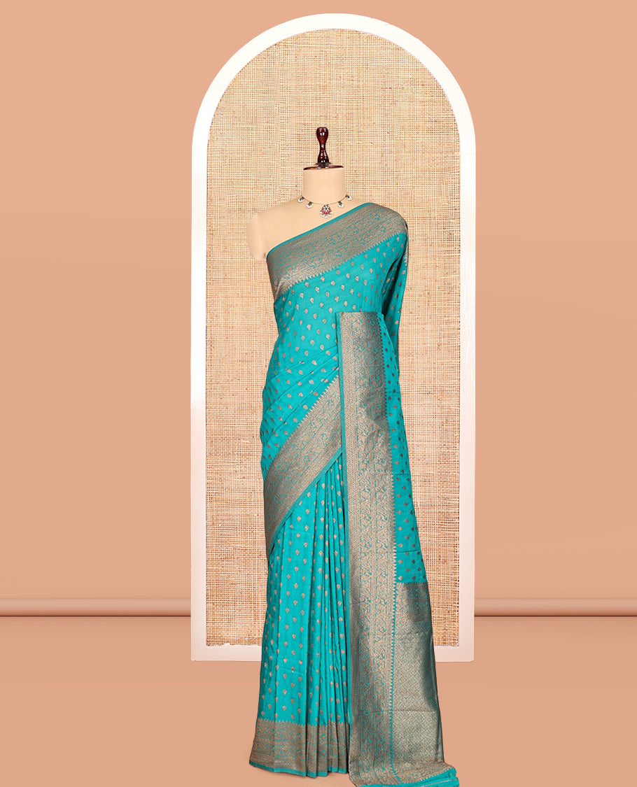 Blue Fancy Crepe Saree
