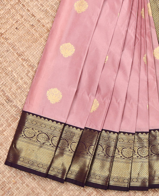 Rosewood Pink Budget Silk Saree, Delicately Woven with Zari Buttas on Its Body, Complemented by a Contrast Traditional Zari Design Border, Intricately Designed Pallu, and Paired with a Contrast Blouse
