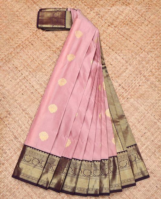 Rosewood Pink Budget Silk Saree, Delicately Woven with Zari Buttas on Its Body, Complemented by a Contrast Traditional Zari Design Border, Intricately Designed Pallu, and Paired with a Contrast Blouse