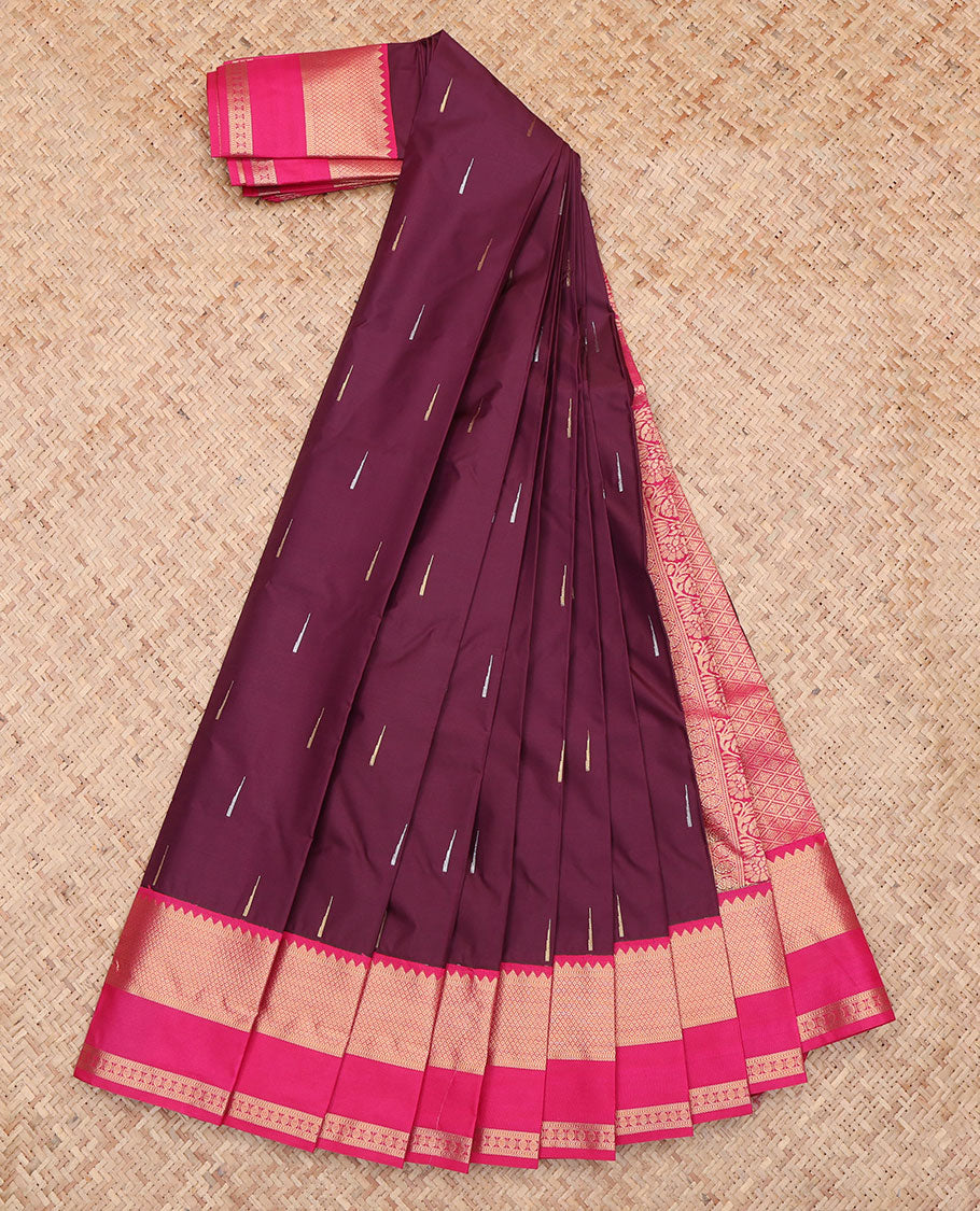 Purple Rettai Pattu Border Budget Silk Saree