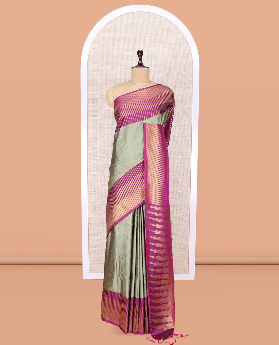 Grey Temple Design Budget Silk Saree