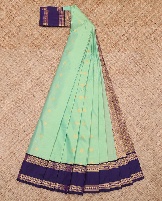 Green Contrast Stripes and Zari Butta Budget Silk Saree