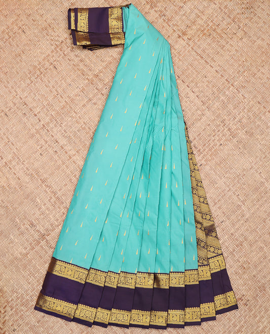 Blue Temple Butta Budget Silk Saree