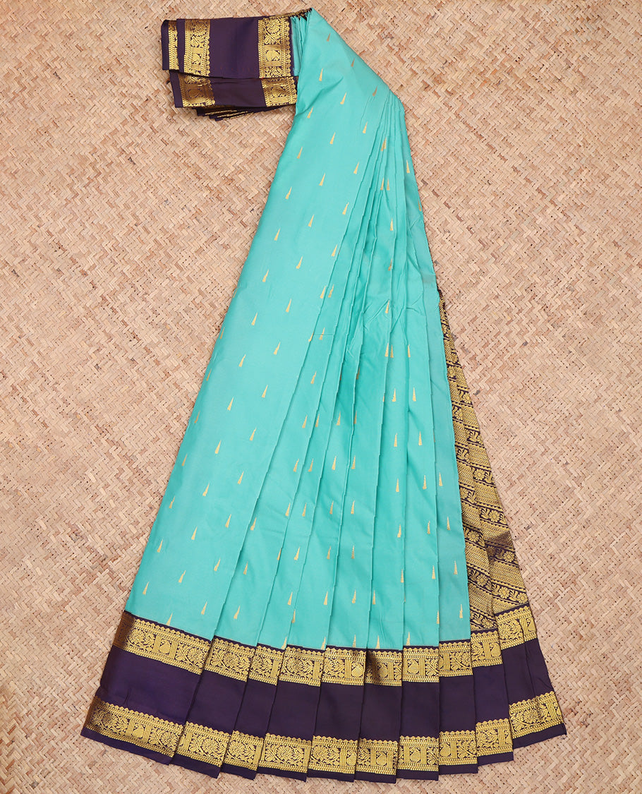 Blue Temple Butta Budget Silk Saree