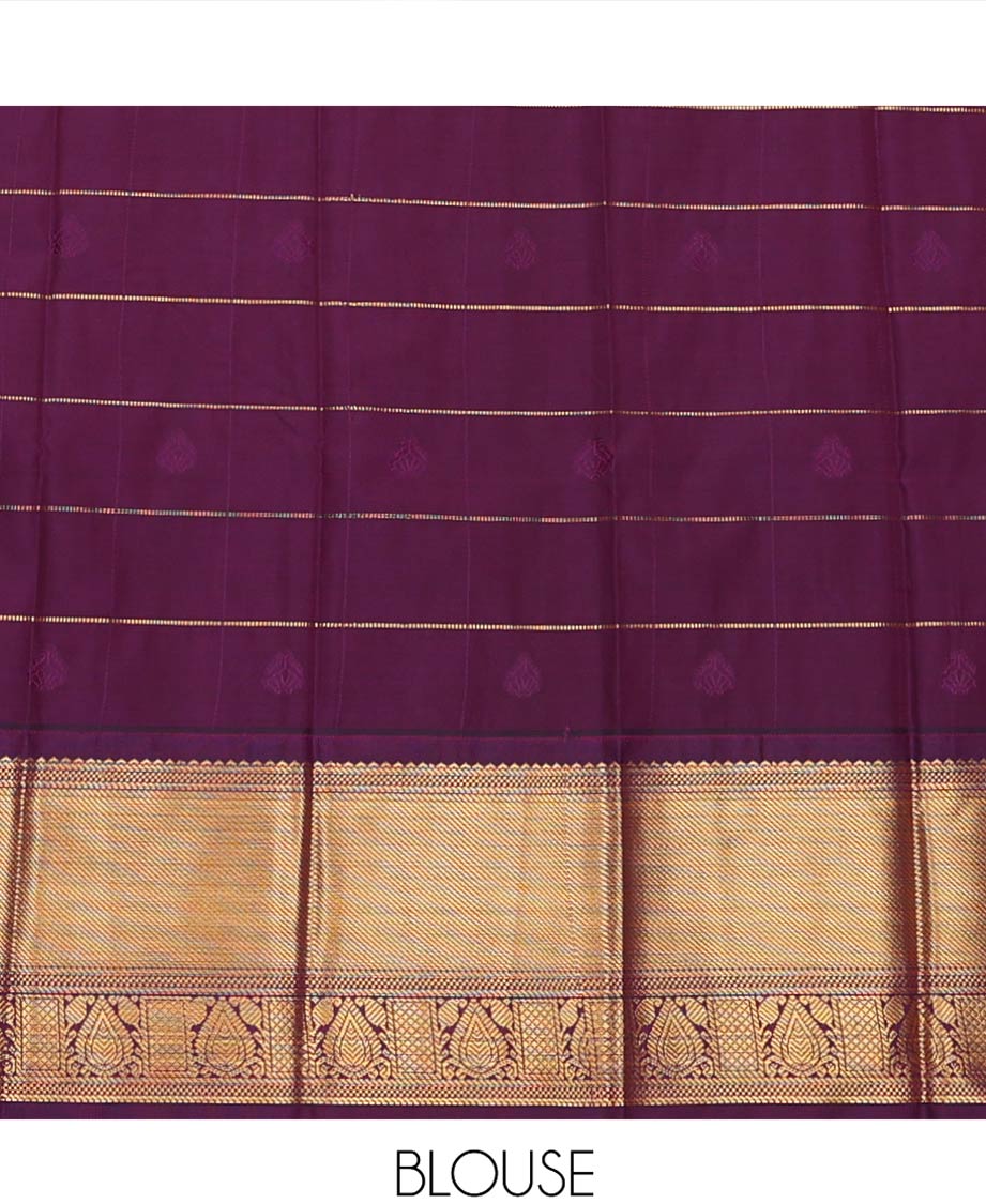Blue Budget Silk Saree Accentuated with Zari Butta Enclosed Checks, Highlighted with Contrast Traditional Zari Design Border, Intricate Pallu, and a Paired with a Contrast Blouse