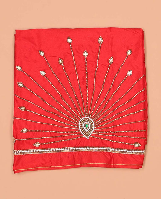Red Striped aari embroidered material blouse