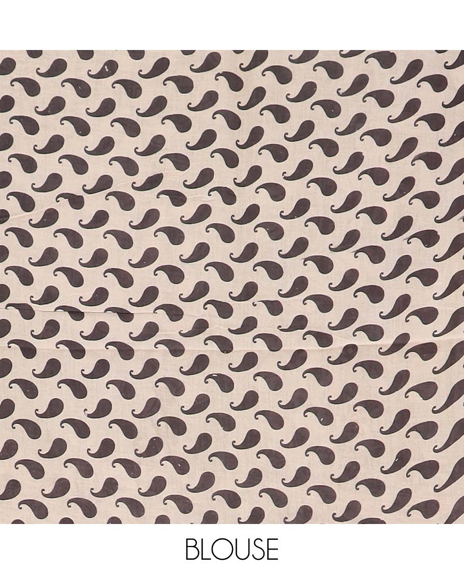 Green floral vine machine printed kalamkari cotton saree, contrast floral border, and pallu of peacocks print