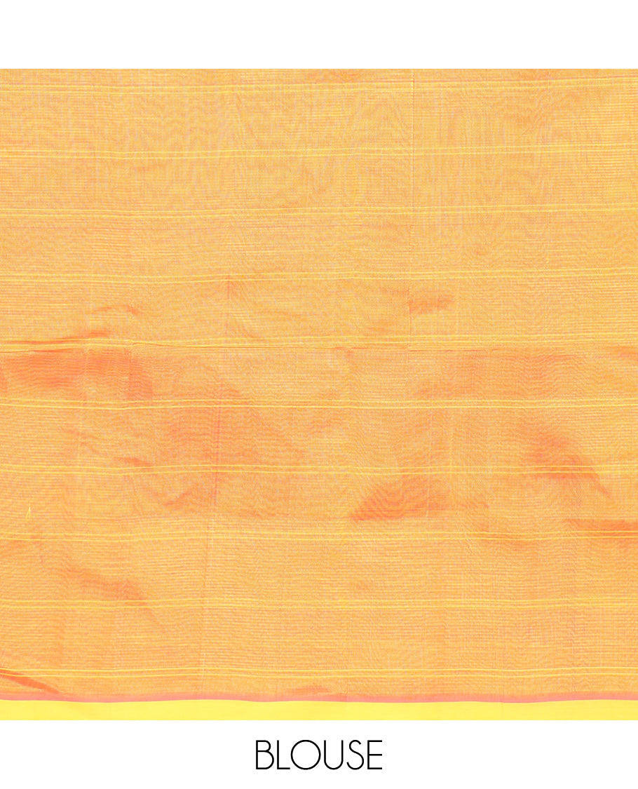 Pink checked Mangalagiri Cotton saree, contrast border, and striped pallu