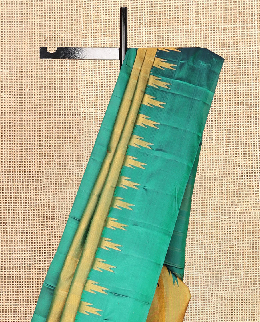 Golden Green-Peacock Green Plain Vasundhara Silk Saree
