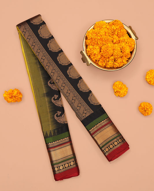 Yellow Gadwal Silk Saree