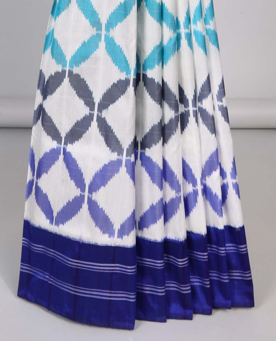 Multi Colour  with motifs ikkat silk saree , contrast striped border & striped, ogee design pallu
