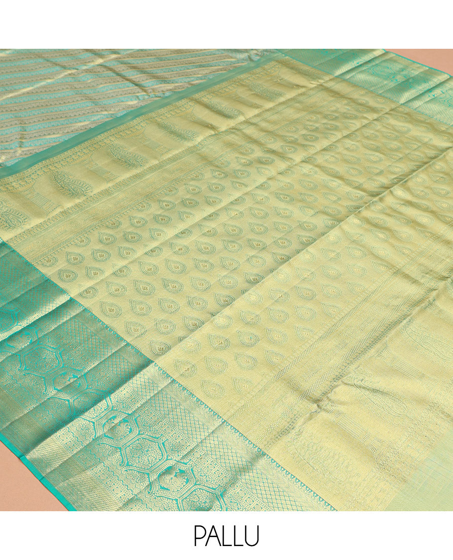 Turquoise Kanchipuram Tissue Silk Saree