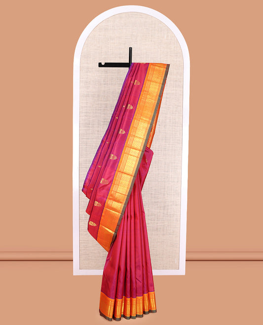 Pink Zari Butta Kanchipuram Silk Saree