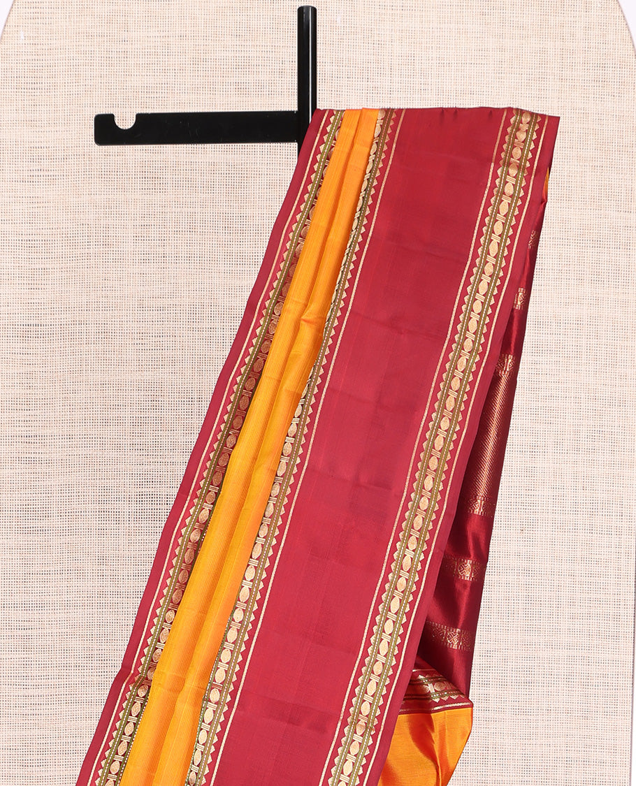 Orange Plain Kanchipuram Silk Saree