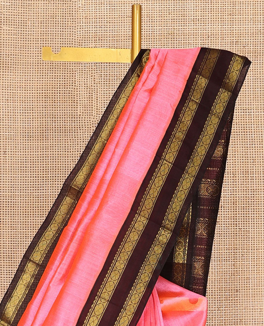 Pink Plain Kuppadam Silk Saree