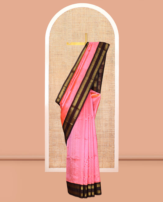 Pink Plain Kuppadam Silk Saree
