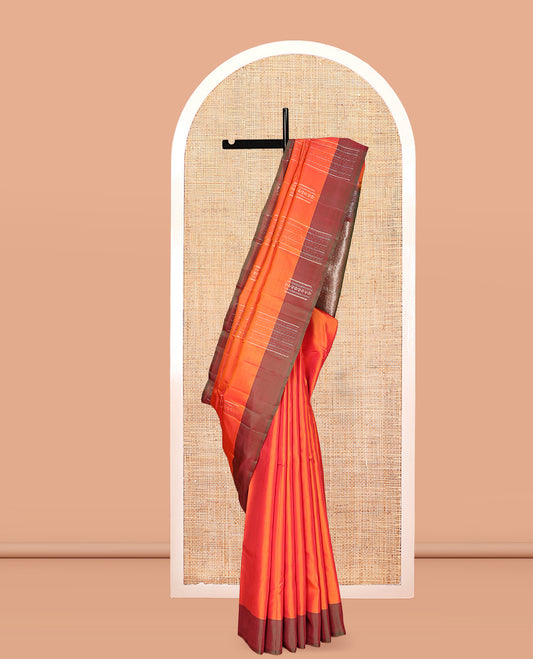 Orange Mayuri Lite Silk Mix Saree