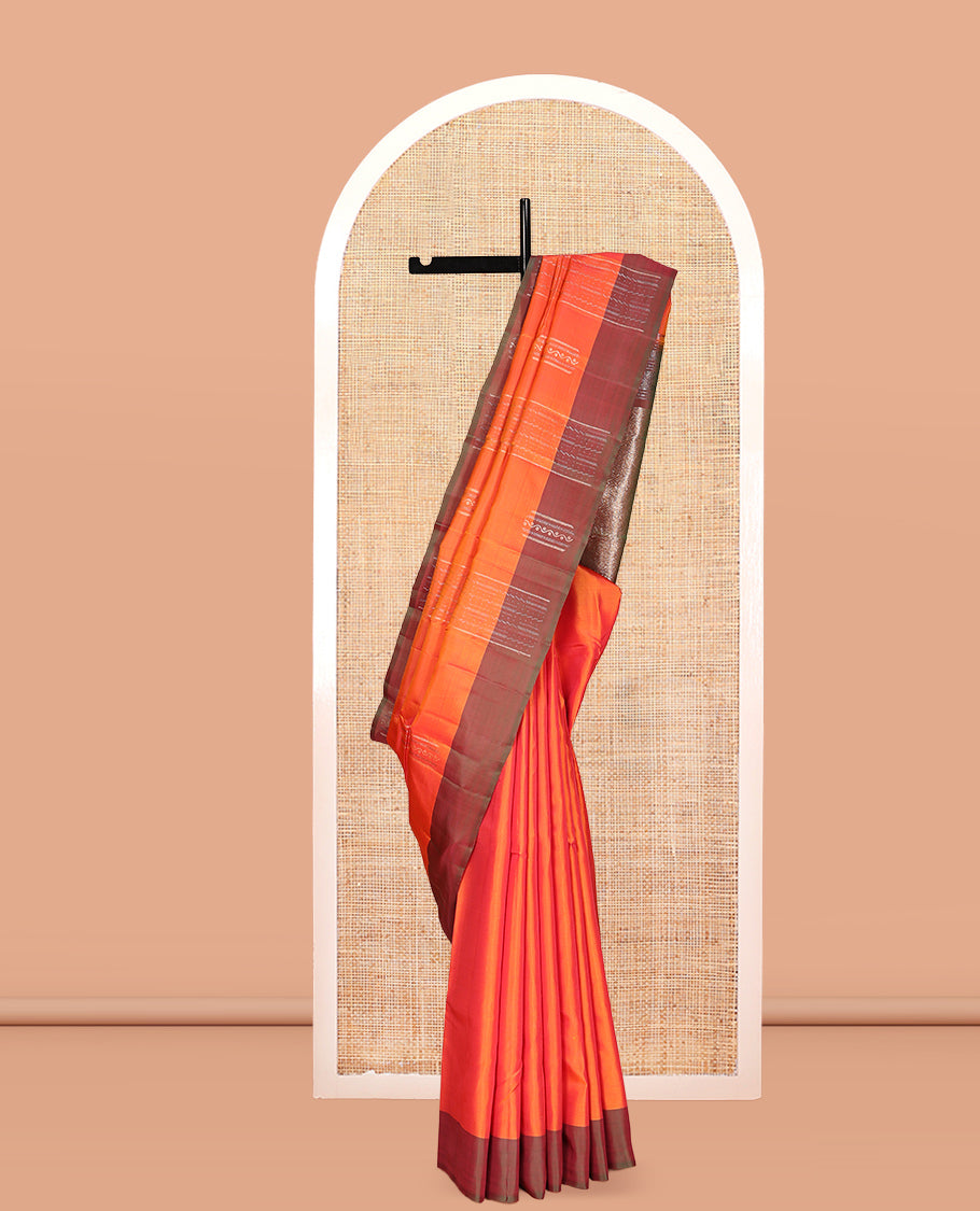Orange Mayuri Lite Silk Mix Saree