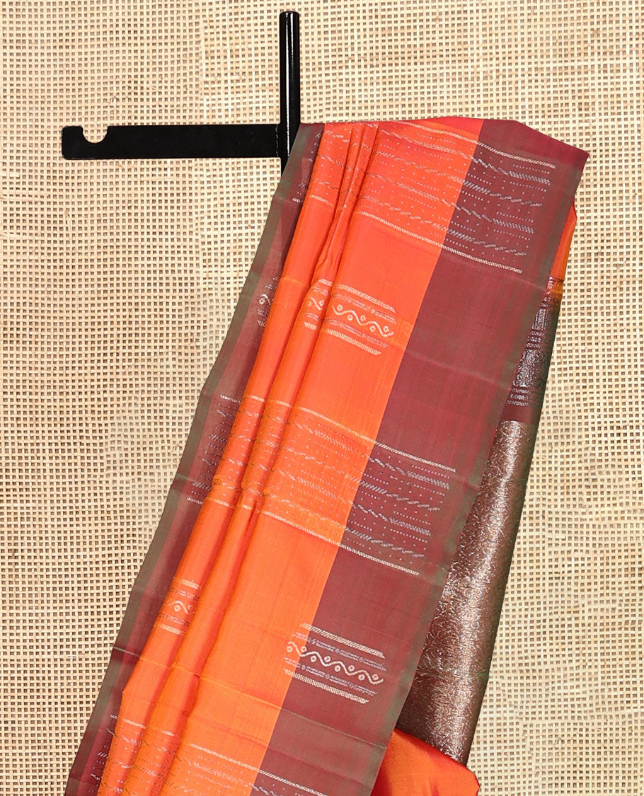 Orange Mayuri Lite Silk Mix Saree