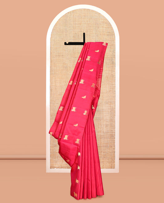 Borderless Red Mayuri Soft Silk Saree