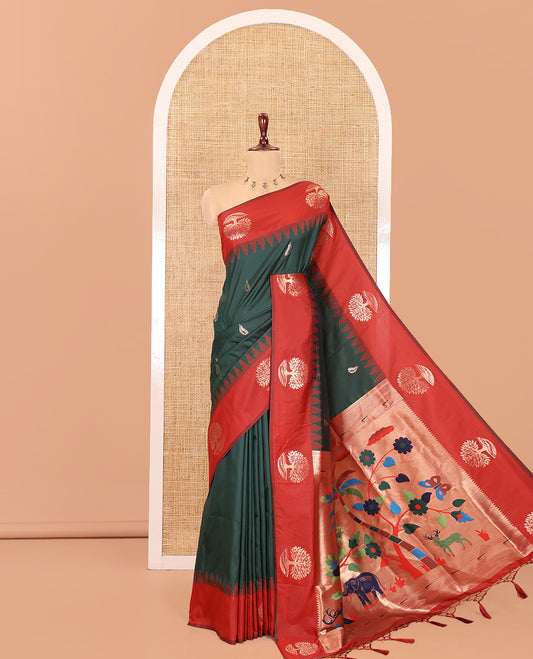 Dark Green Elite Soft Silk Saree