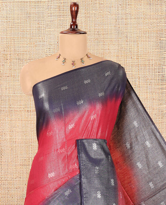 Pink Buttas Bhagalpur Cotton Saree, Contrast Buttas Border, and a Contrast Blouse