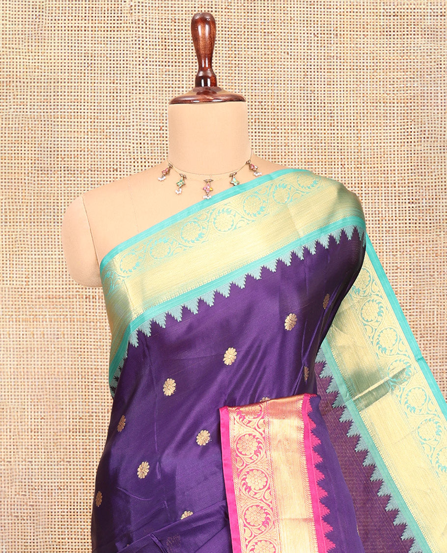 Dark Violet Semi-Katan Silk Saree