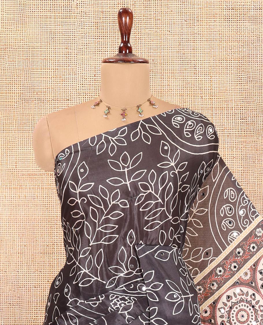 Borderless Black Satin Crepe Saree