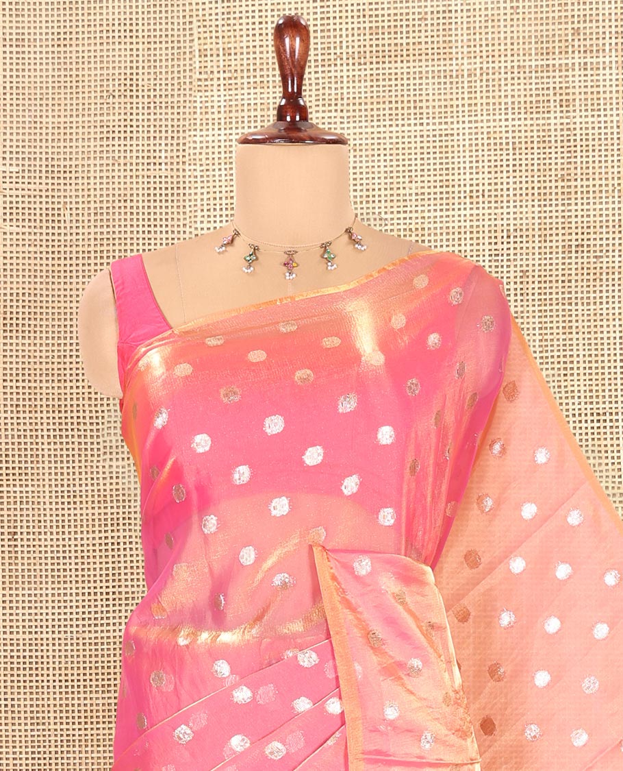 Borderless Pink Fendy Chiffon Saree