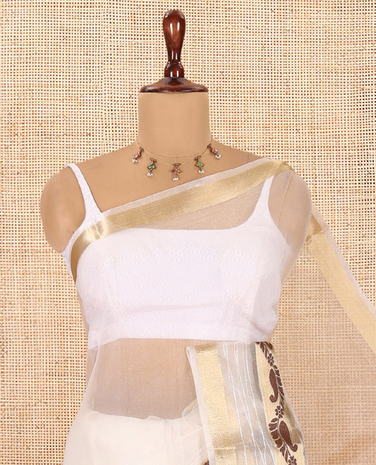Off-White Semi-Organza Saree