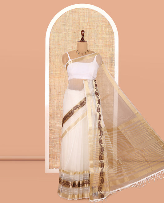 Off-White Semi-Organza Saree