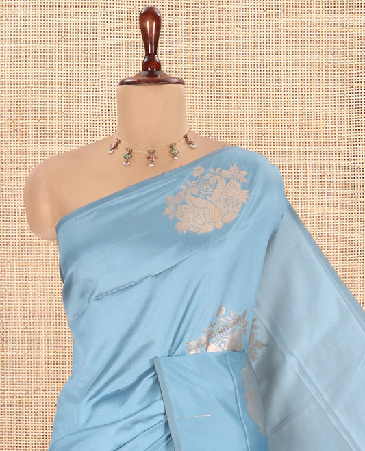 Borderless Petrol Blue Elite Soft Silk Saree