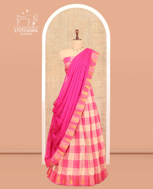 Chikku-Rani Pink Chettinad Cotton Half-Saree