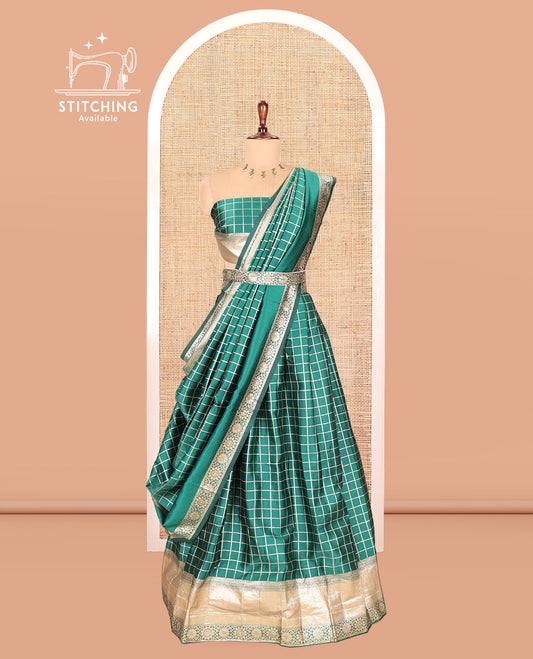 Bottle Green Semi-Silk Half-Saree