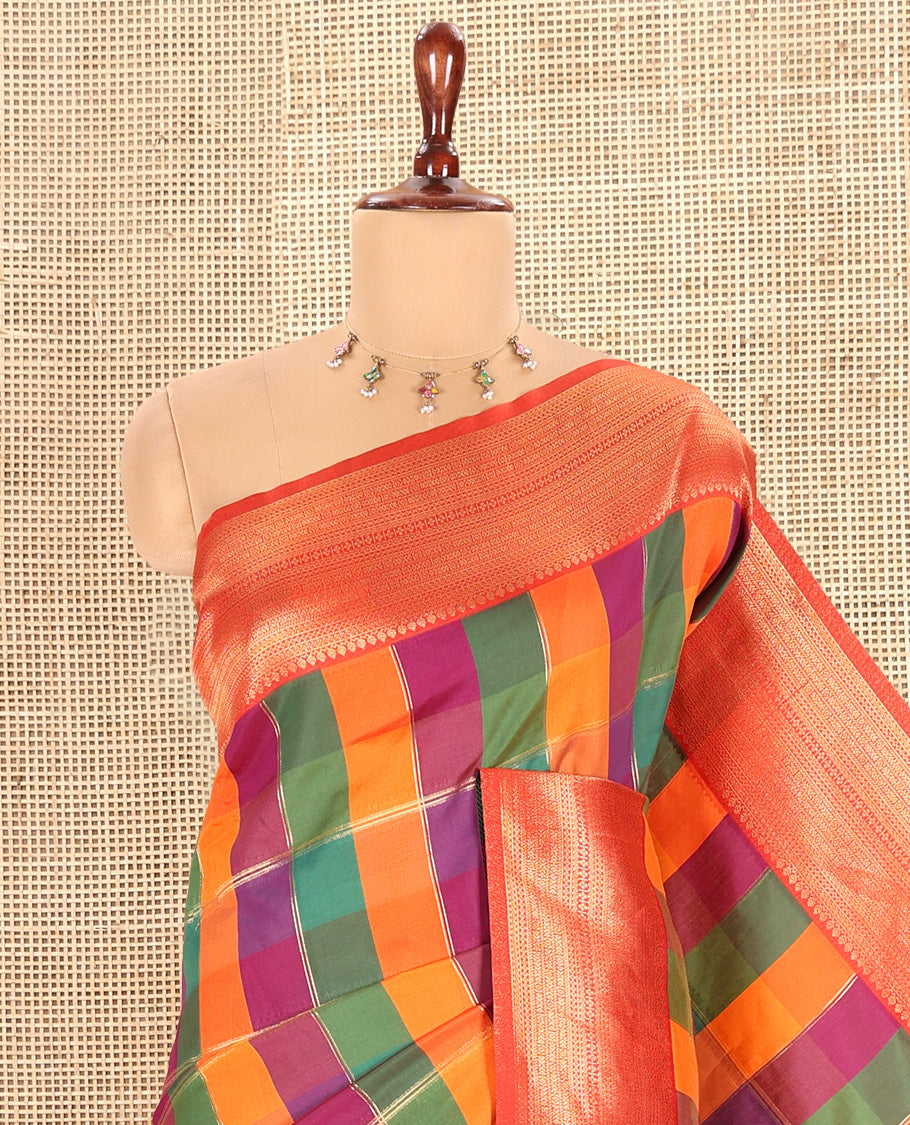 Orange Fancy Softy Silk Saree