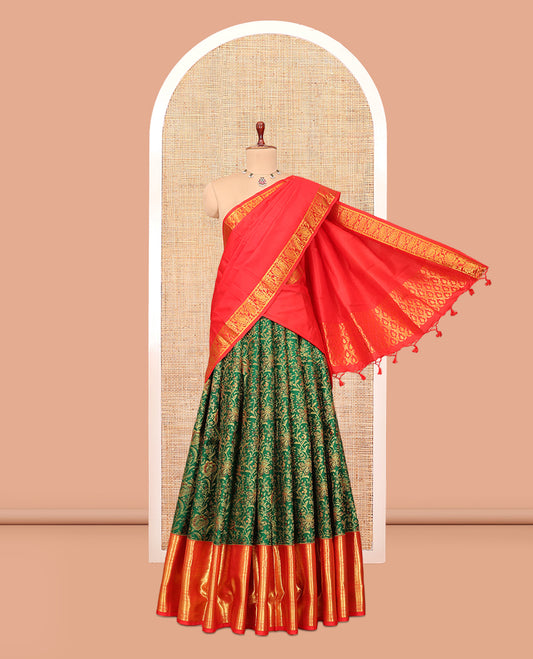 Green Pure-Silk Half-Saree