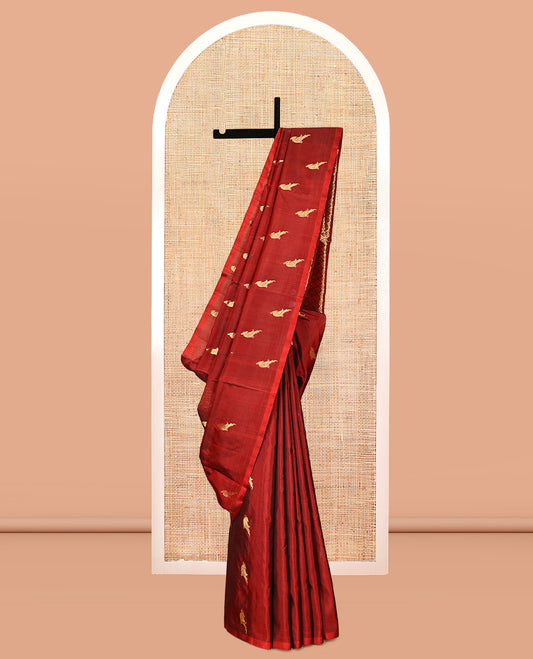 Borderless Red Venkatagiri Silk Saree