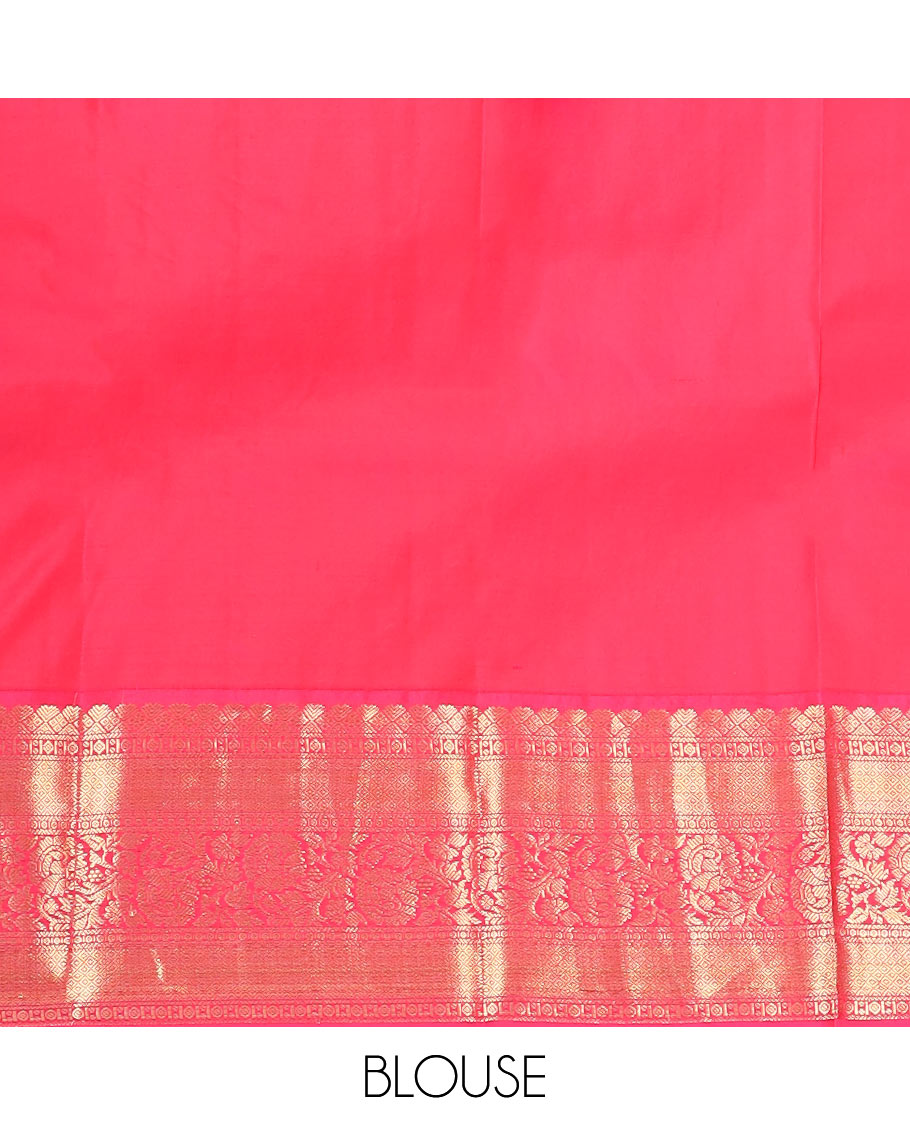 Yellow zari buttas silk saree, contrast border of mayil kann, and kodi visiry designs, and pallu of floral designs