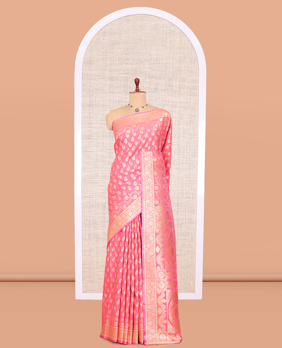 Pink Banaras Nylon Saree