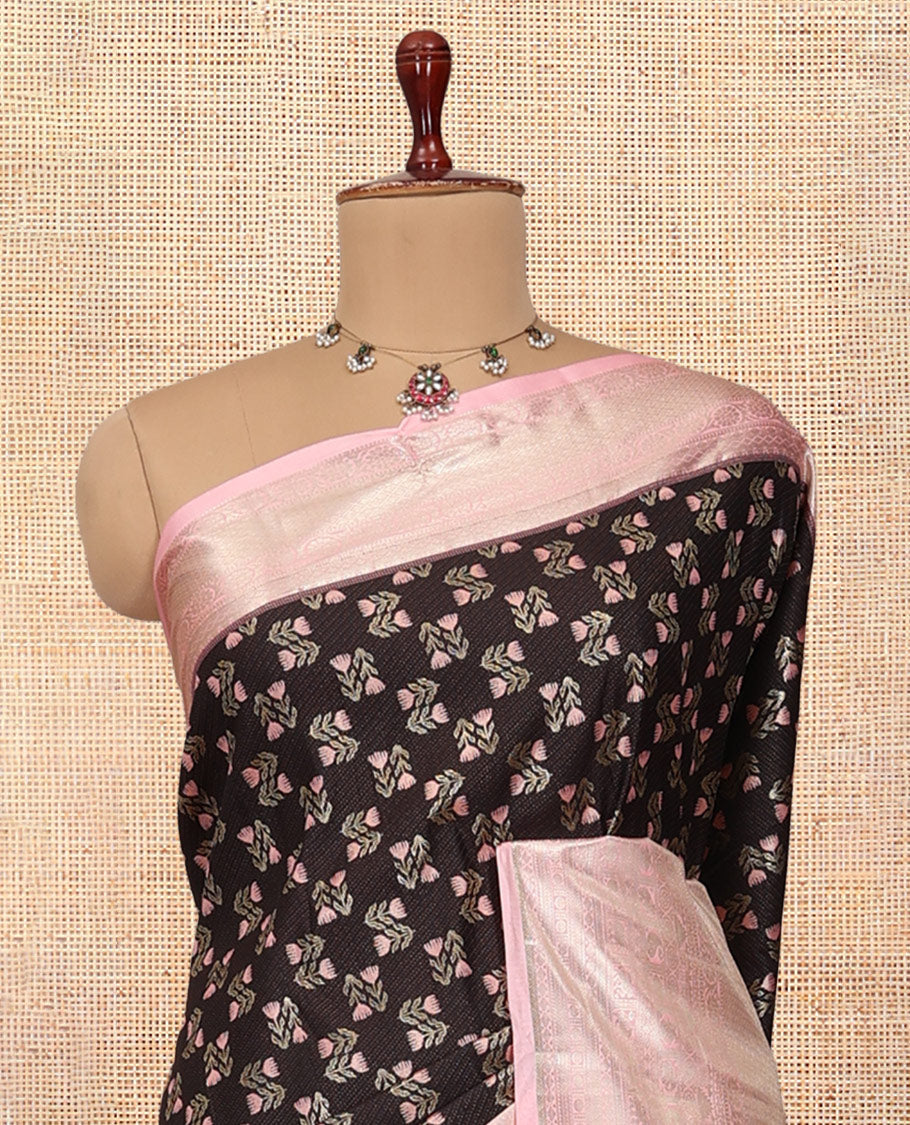 Coffee Brown-Light Pink Budget Silk Saree
