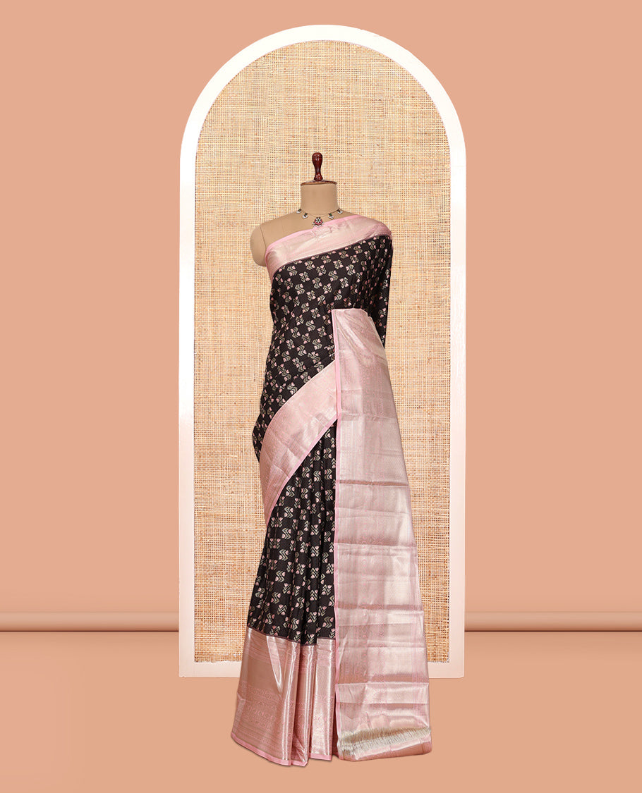 Coffee Brown-Light Pink Budget Silk Saree